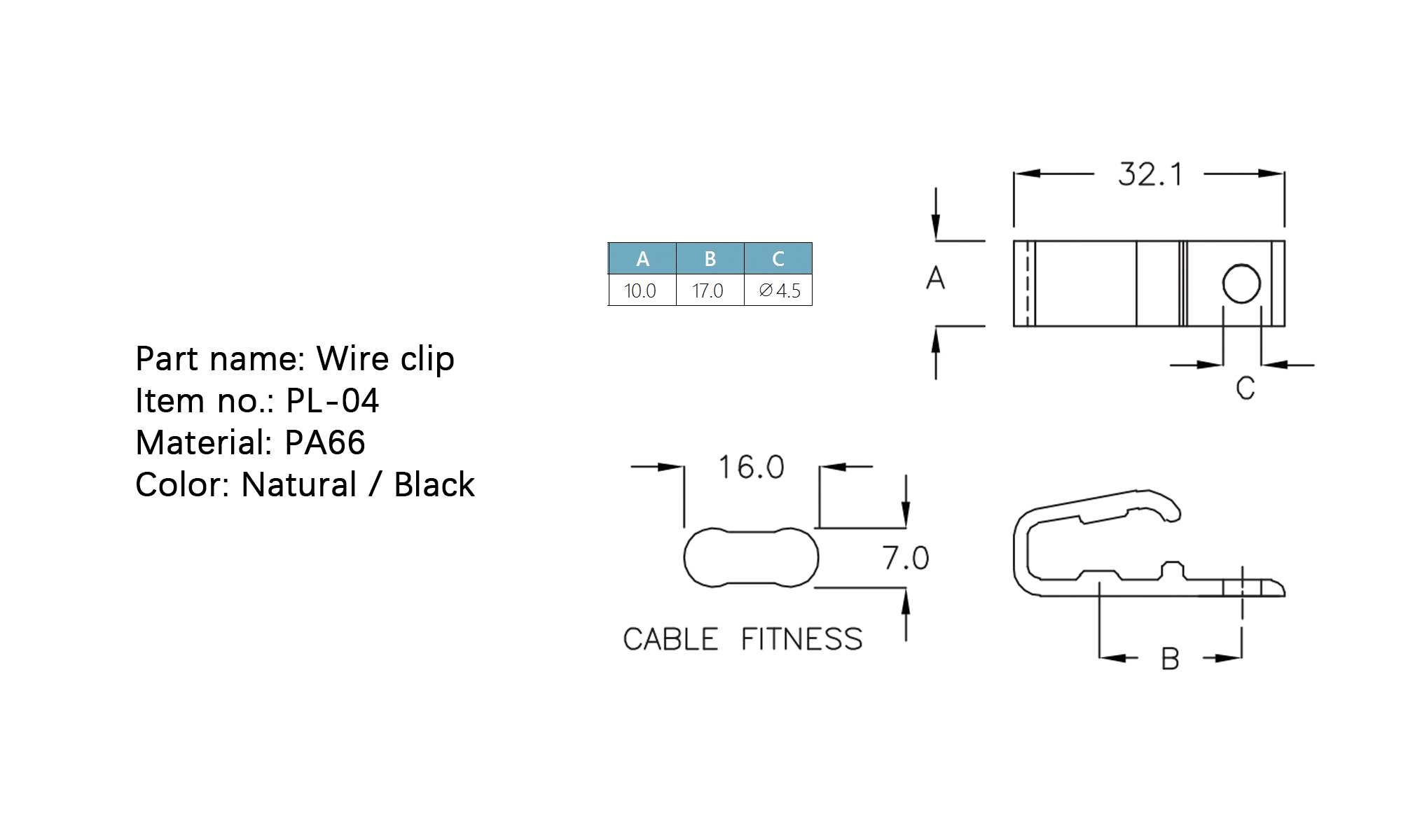 Wire clip PL-04